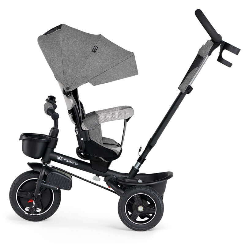 Tricycle Spinstep Gris Kinderkraft profil face au parent