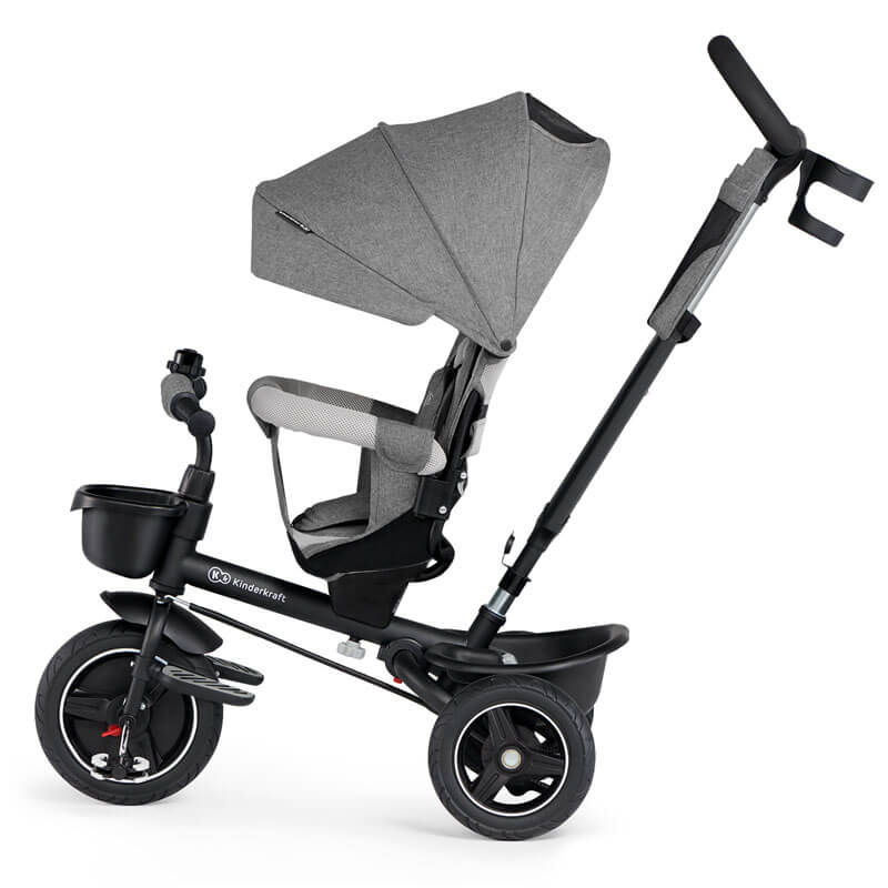 Tricycle Spinstep Gris Kinderkraft profil face à la route