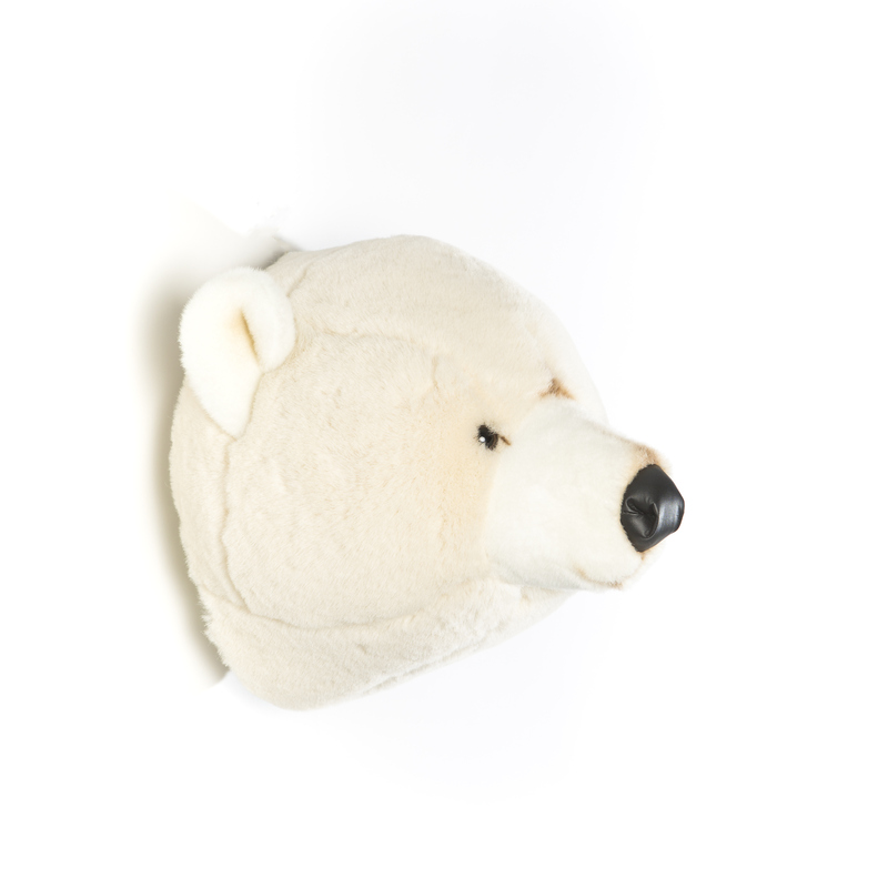 Trophée Peluche Ours Blanc Basile WILD AND SOFT cote gauche