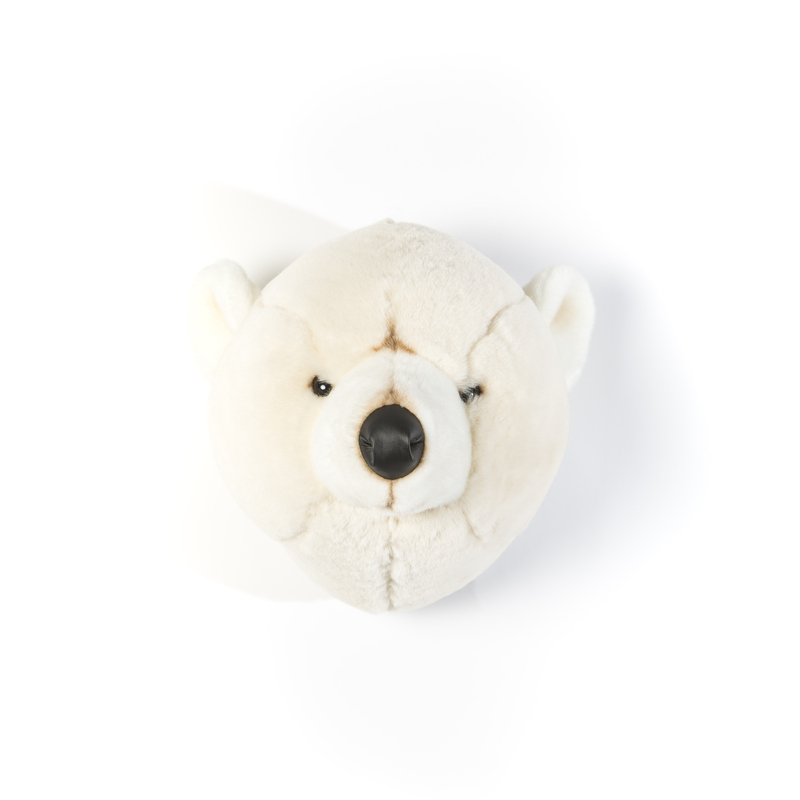 Trophée Peluche Ours Blanc Basile WILD AND SOFT face