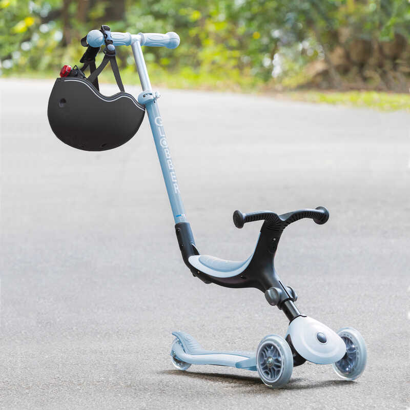 GLOBBER Trottinette enfant 3 roues évolutive FOLDABLE Plus LIGHTS GO-UP  4en1 bleu pastel