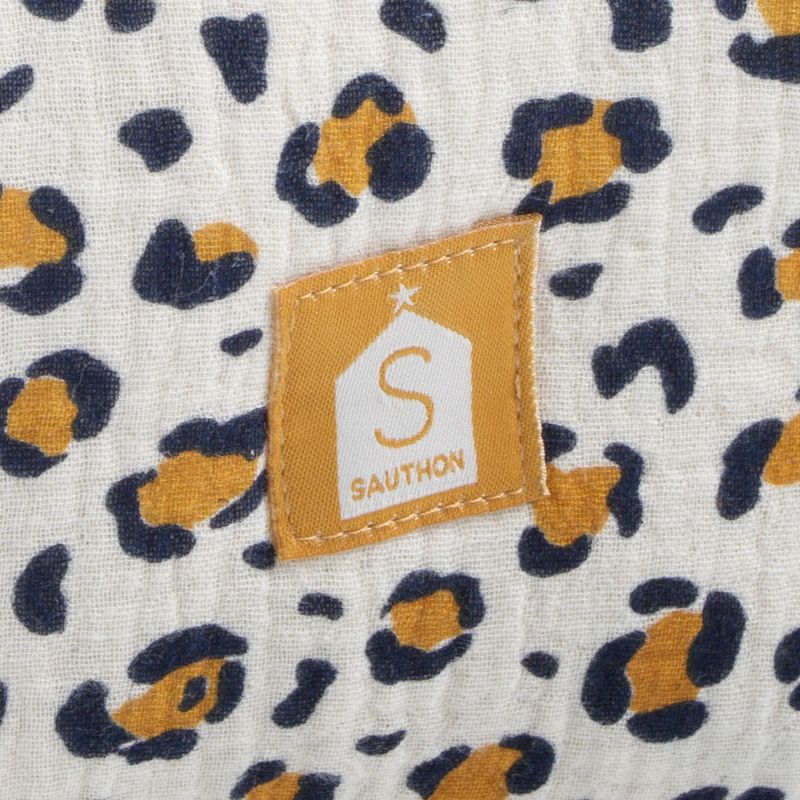 Trousse de toilette en double gaze Léopard Sauthon logo