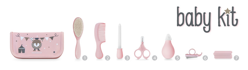 Trousse de soin baby kit rose Miniland pack 4