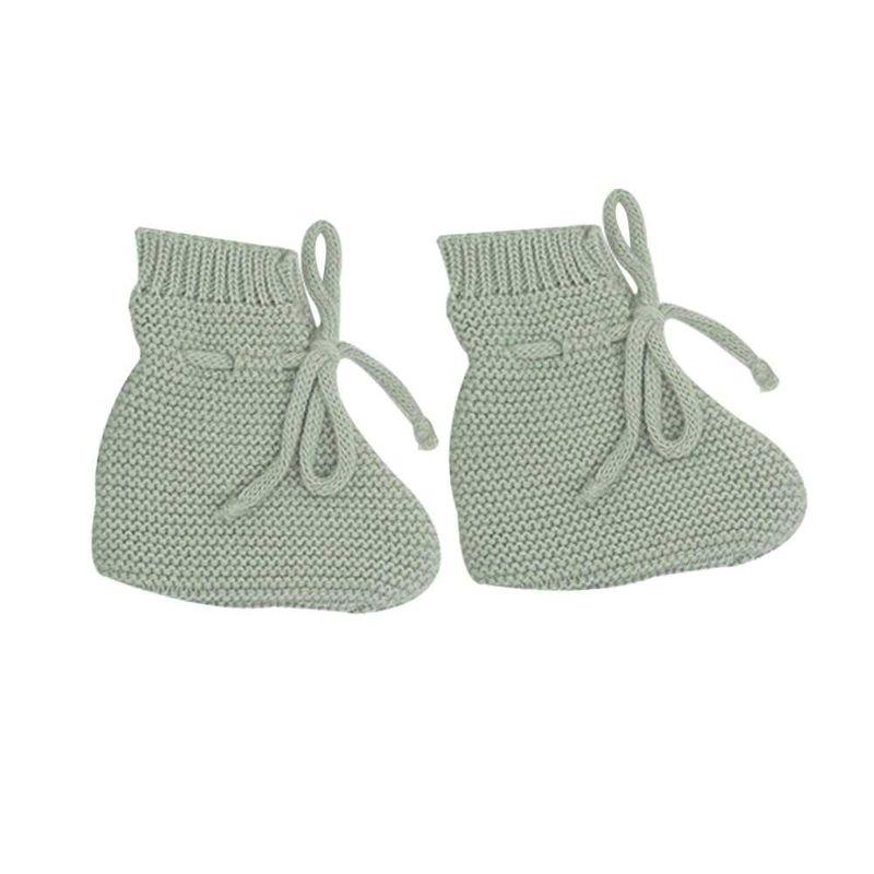 Trousseau naissance Brassière chaussons et bonnet Vert olive TROIS KILOS SEPT chaussons