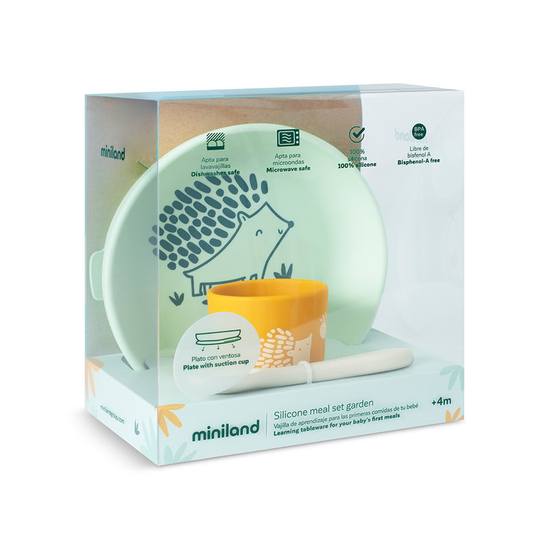 Vaisselle en silicone Meal Set Forest pour bébé Miniland packaging