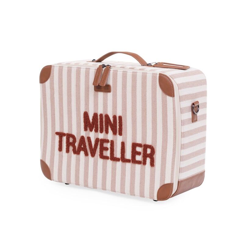 Valise enfant Mini Traveller Rayures Nude/Terracotta Beaba produit face