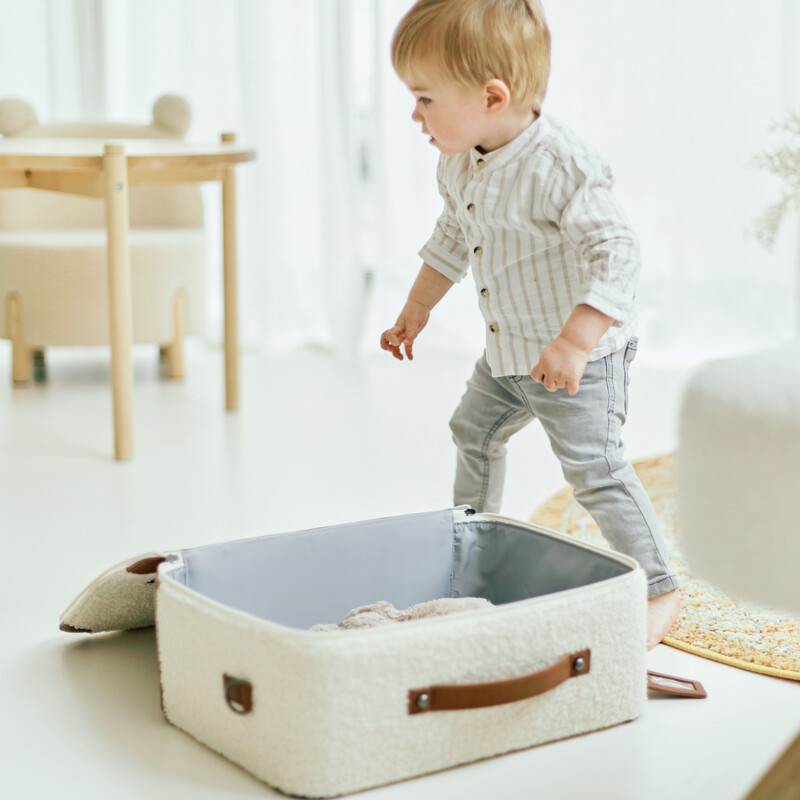 Valise Mini Traveller Teddy écru Childhome Produit lifestyle