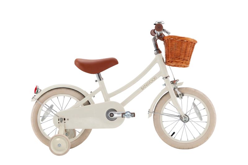 Vélo Classic Vintage 14 pouces Cream Banwood de côté avec roulette