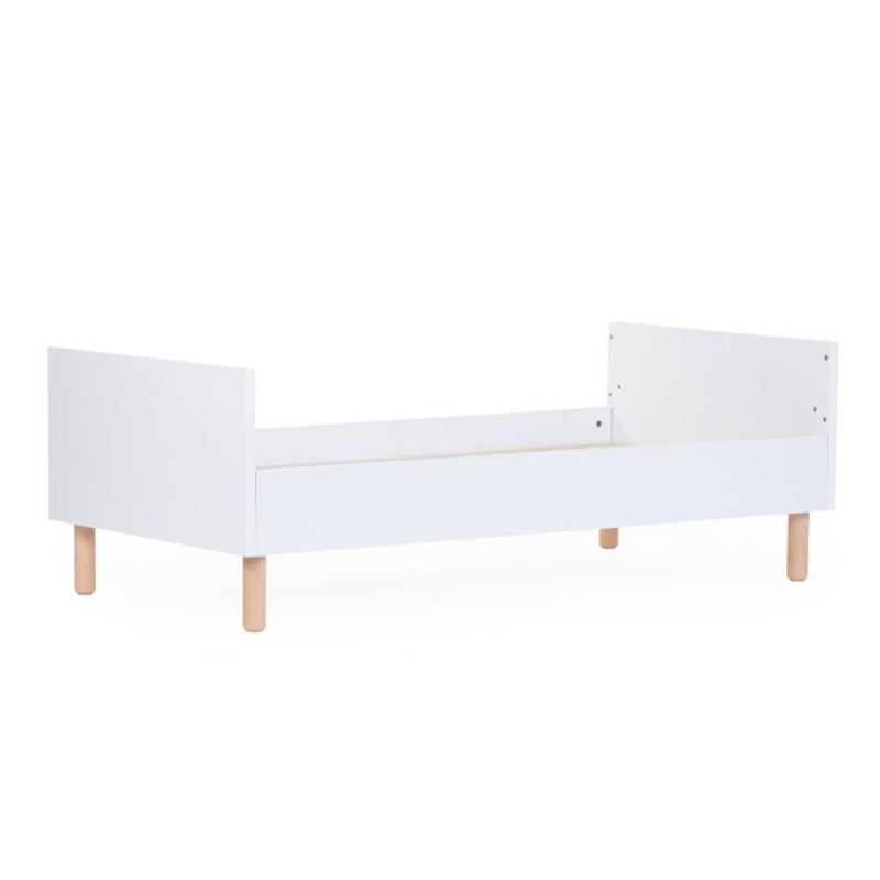 Lit Evolutif Wonder White 70x140 cm Blanc et Pieds naturels Childhome lit 2 sans matelas